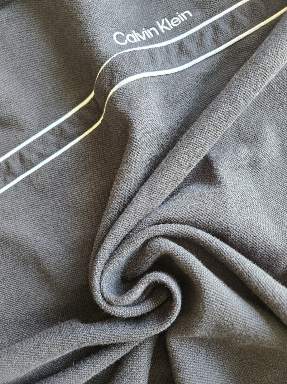 Calvin Klein Black Crewneck with White Double Stripe and Logo - Picture 7 of 7